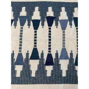 Carina Lapis by Pinder Embroidered Fringe Fabric 25"x56"w Blue Navy 0rig 138y